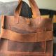 Leather Briefcase for Men, Rustic Leather Briefcase Copper Brown